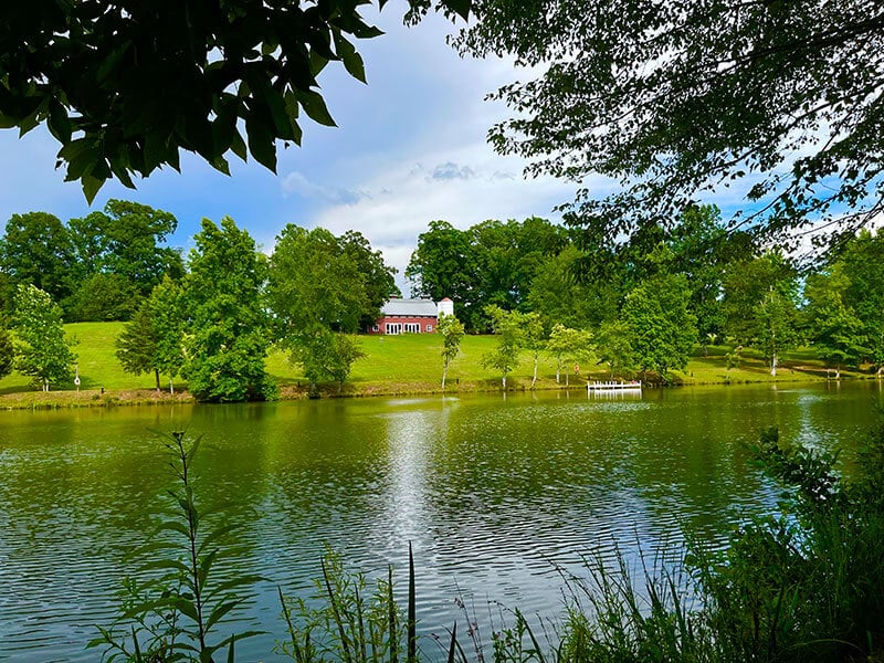 View of the art barn from the pond
