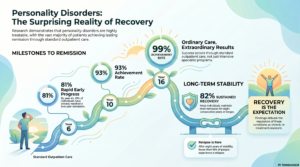 infographic shows that even non-intensive outpatient personality disorder treatment is very effective; supports high remission rates